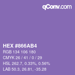 Código de color: HEX #866AB4 | qconv.com
