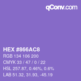 Farbcode: HEX #866AC8 | qconv.com