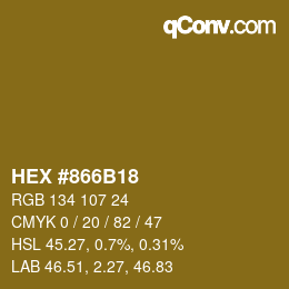 Color code: HEX #866B18 | qconv.com