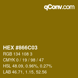 颜色代码: HEX #866C03 | qconv.com