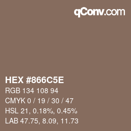 Color code: HEX #866C5E | qconv.com