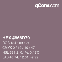 カラーコード: HEX #866D79 | qconv.com