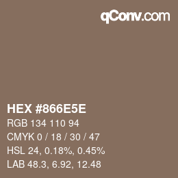 Color code: HEX #866E5E | qconv.com