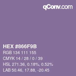 颜色代码: HEX #866F9B | qconv.com
