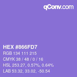 Color code: HEX #866FD7 | qconv.com