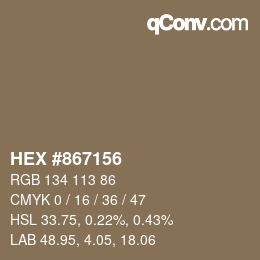 カラーコード: HEX #867156 | qconv.com