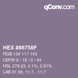 Color code: HEX #86758F | qconv.com
