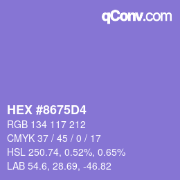 Color code: HEX #8675D4 | qconv.com