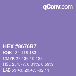 颜色代码: HEX #8676B7 | qconv.com