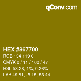 カラーコード: HEX #867700 | qconv.com
