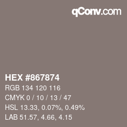カラーコード: HEX #867874 | qconv.com