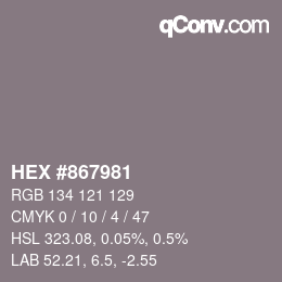 颜色代码: HEX #867981 | qconv.com