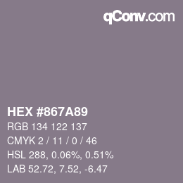 カラーコード: HEX #867A89 | qconv.com