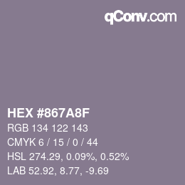 Color code: HEX #867A8F | qconv.com