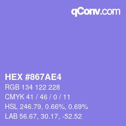 Farbcode: HEX #867AE4 | qconv.com