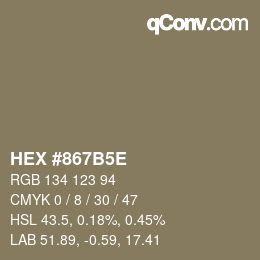 Código de color: HEX #867B5E | qconv.com