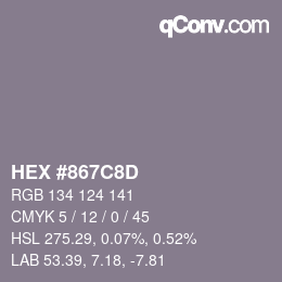 カラーコード: HEX #867C8D | qconv.com