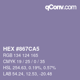 Color code: HEX #867CA5 | qconv.com