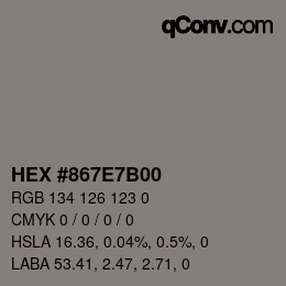 Color code: HEX #867E7B00 | qconv.com