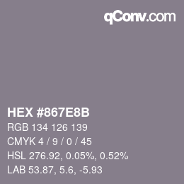 Color code: HEX #867E8B | qconv.com