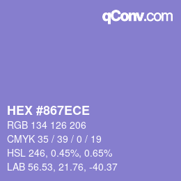 Color code: HEX #867ECE | qconv.com