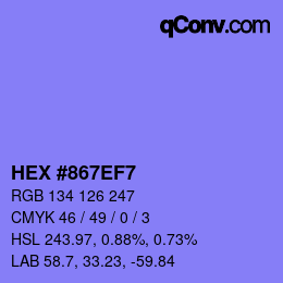 颜色代码: HEX #867EF7 | qconv.com