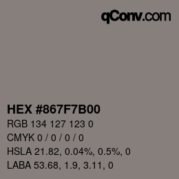 Color code: HEX #867F7B00 | qconv.com