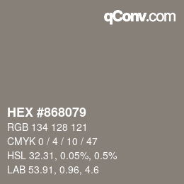 Color code: HEX #868079 | qconv.com