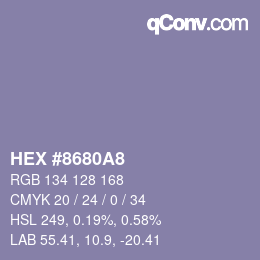 颜色代码: HEX #8680A8 | qconv.com