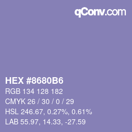 Color code: HEX #8680B6 | qconv.com