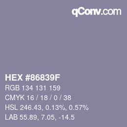 Farbcode: HEX #86839F | qconv.com