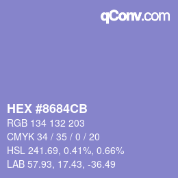 Color code: HEX #8684CB | qconv.com