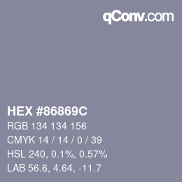 Color code: HEX #86869C | qconv.com