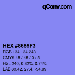 颜色代码: HEX #8686F3 | qconv.com