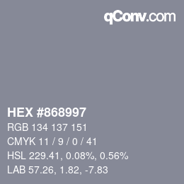 颜色代码: HEX #868997 | qconv.com