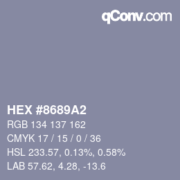 颜色代码: HEX #8689A2 | qconv.com