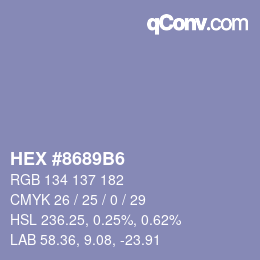 颜色代码: HEX #8689B6 | qconv.com