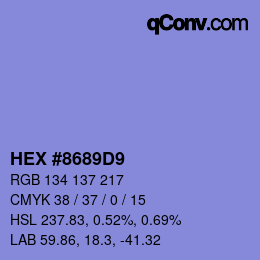 Color code: HEX #8689D9 | qconv.com