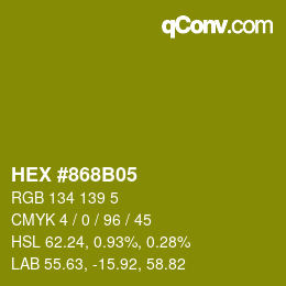 カラーコード: HEX #868B05 | qconv.com