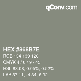 Color code: HEX #868B7E | qconv.com