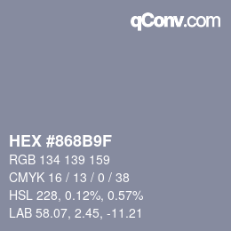 Color code: HEX #868B9F | qconv.com