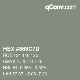 Color code: HEX #868C7D | qconv.com