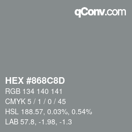 Color code: HEX #868C8D | qconv.com