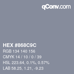 颜色代码: HEX #868C9C | qconv.com