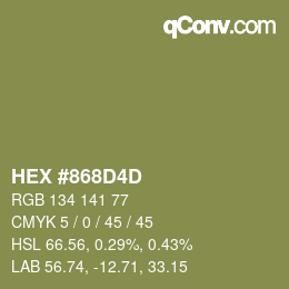 Color code: HEX #868D4D | qconv.com