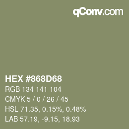 Farbcode: HEX #868D68 | qconv.com