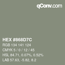 Color code: HEX #868D7C | qconv.com