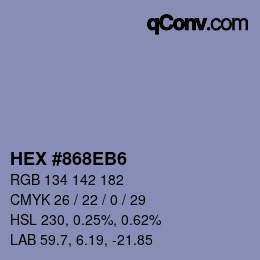 Color code: HEX #868EB6 | qconv.com