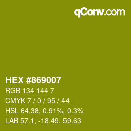 カラーコード: HEX #869007 | qconv.com