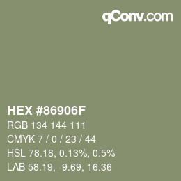 颜色代码: HEX #86906F | qconv.com